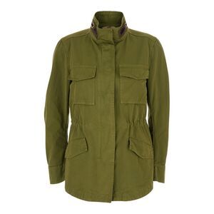 Bazar Deluxe Women Green Jacket With Front Patch Pockets In Cotton Woman